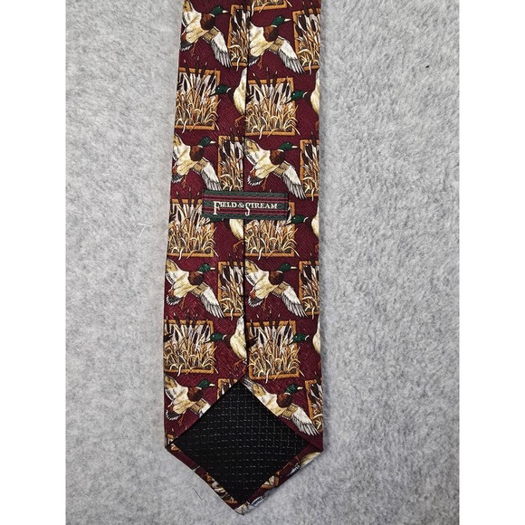 Field & Stream Mallard Duck Burgundy Silk Necktie Mens Hunting Fishing - Picture 4 of 5